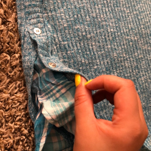 AEO Jeans B. Cut and plaid/ plain light blue shirt - Picture 7 of 8